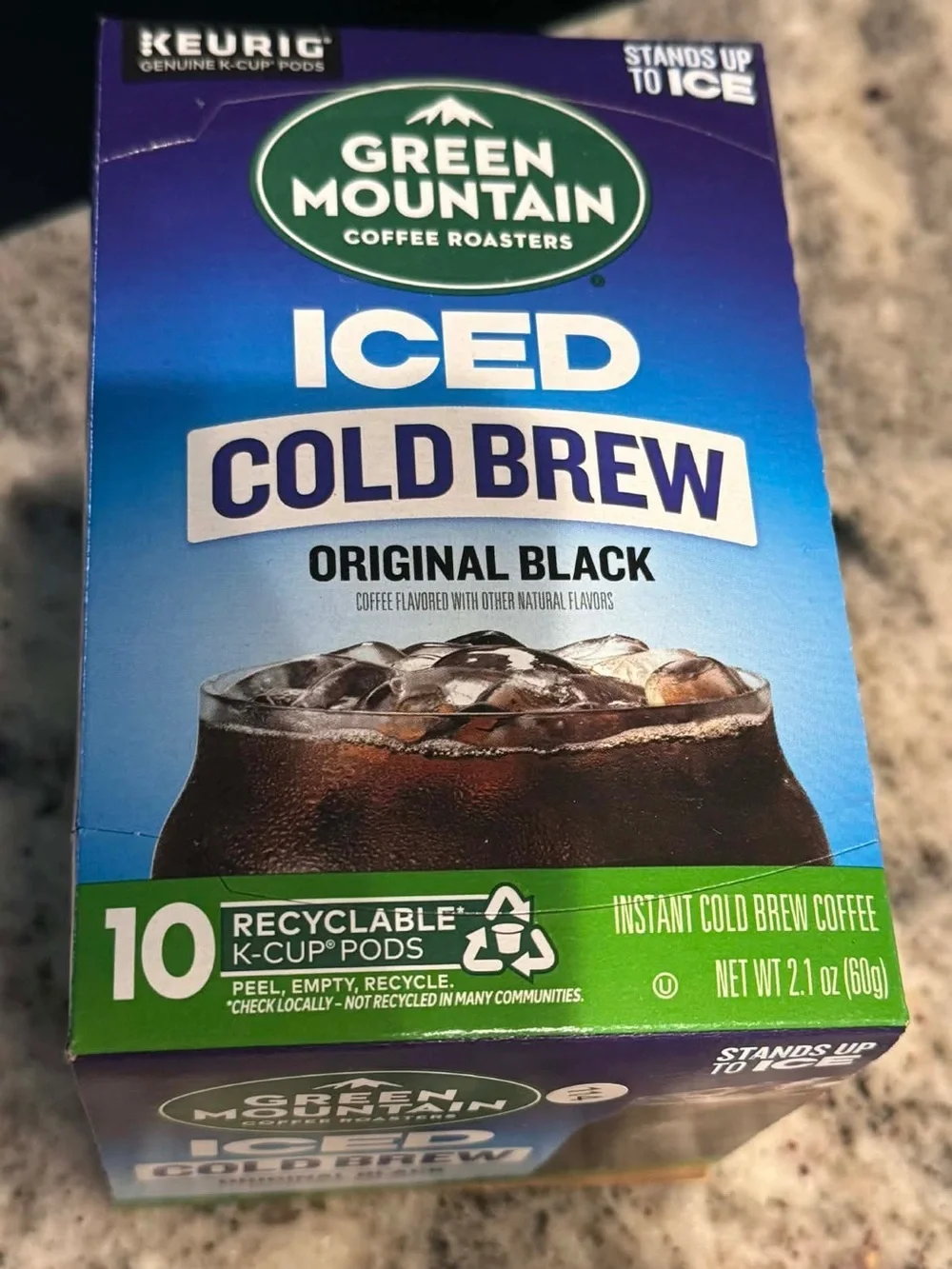 Keurig Green Mountain Iced Cold Brew Almond Vanilla Blue Box 10 COUNT